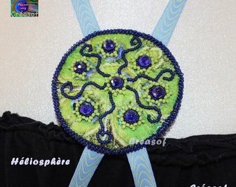 "Héliosphère", fabric beaded necklace