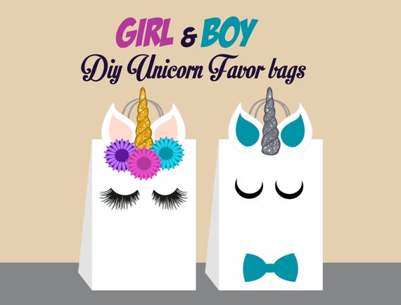 unicorn diy favor bag template unicorn party bags printable