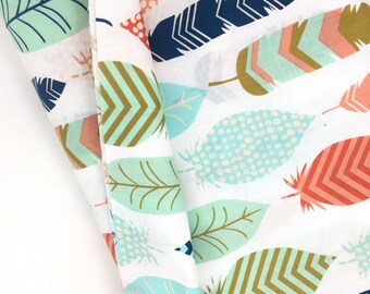 Feather feathers, woodland design, Fabric By the Yard, apparel cotton, 100% cotton, bedding, boho feather fabric, Tribal Feathers, Woodland