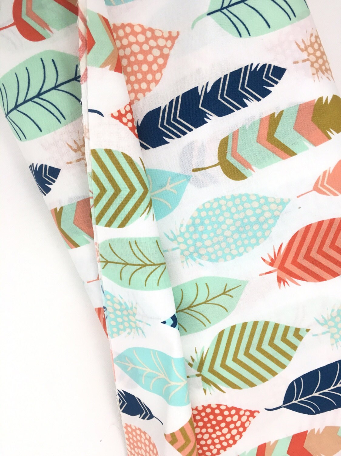 Feather feathers woodland design Fabric By the Yard apparel