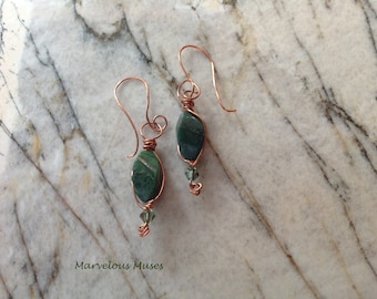 Jade and Copper Earrings