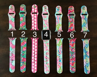 Lilly Inspired Womens Apple Watch Band Strap 38mm and 42mm Personalized Monogrammed Gift for Her Graduation Bridesmaid Gifts - Lily Lila