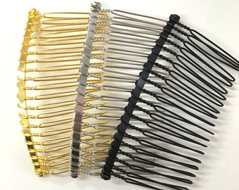 Set of 12 pc metal silver gold black blank hair comb fascinato supplies 3 inches long; diy bridal hair comb /Wire Comb|Hair Comb Supplies