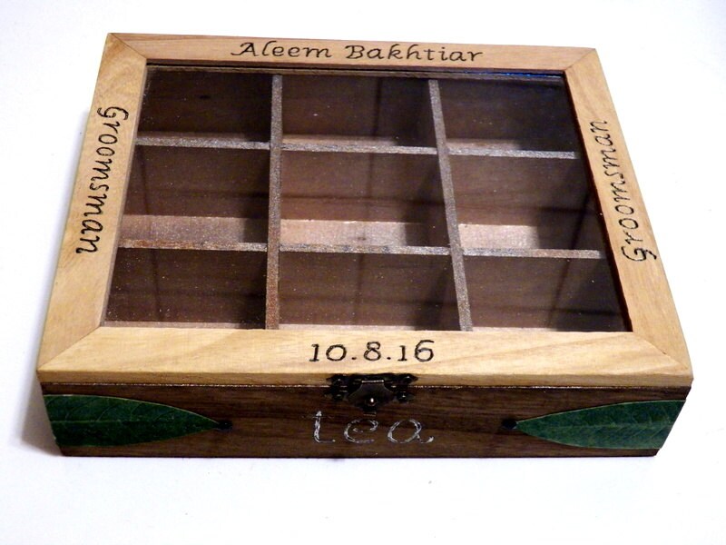 Wood Tea Box Bag Gift Rustic Zoom