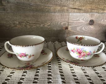 Vintage Wood's England Tea Cup and Saucer Set of Two