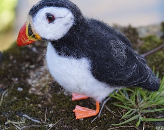 Needle Felt Puffin Bird Sculpture