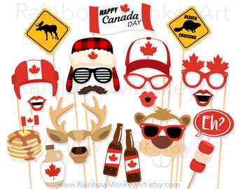 Printable Canada Day Photo Booth Props - Canada Day Photobooth Props - Canada Day Party Props