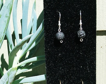 Essential Oil diffusing black lava stone earrings