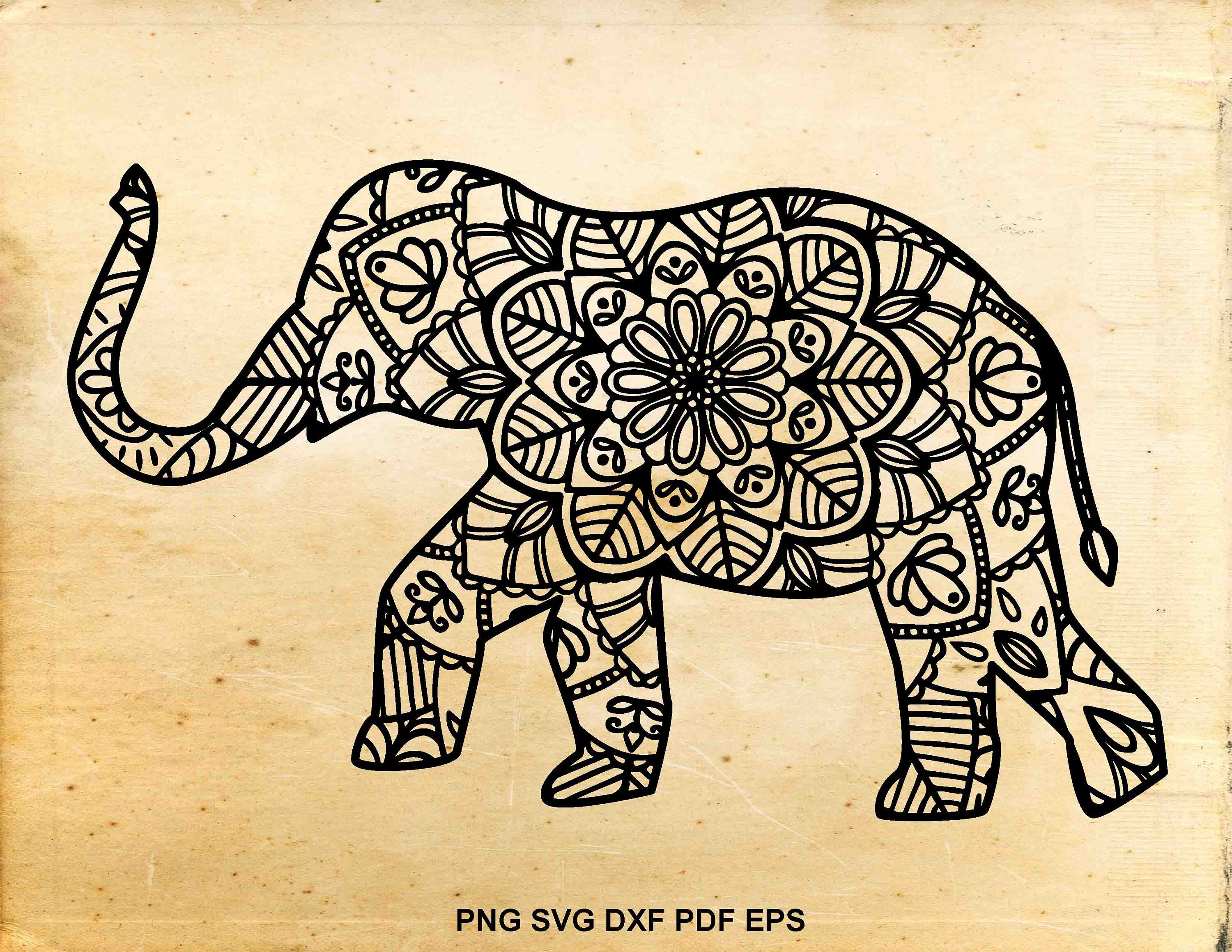 Mandala elephant svg Zentangle elephant svg Doodle elephant
