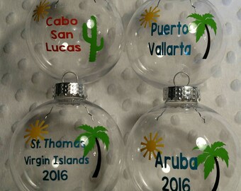 Beach Vacation Keepsake Sand Ornament Wedding Honeymoon DIY Christmas Gift Personalized *Optional Sand & Shells Included or Add Your Own*