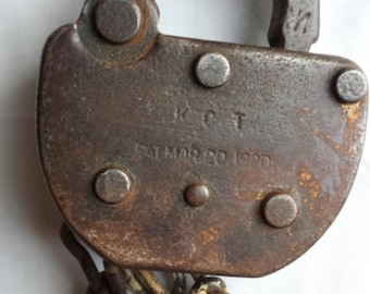 Vintage Adlake Railroad Switch Lock (no key) Pat Mar 20, 1920 from the KCT Railway (Kansas City Terminal Railway ) Founded 1906-Present.