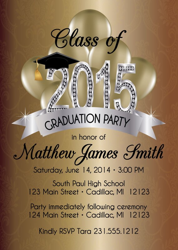 Elegant Graduation Invitation Silver and Gold Gradient