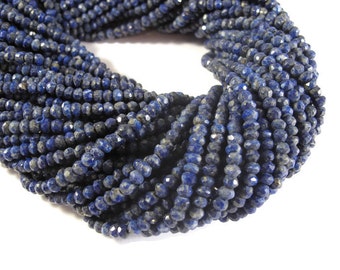 Natural Lapis Beads, Faceted Lapis Lazuli Rondelles, 3mm - 4mm, 13.5 Inch Strand, Gemstone Rondelles, Jewelry Supplies (R-Lap1)