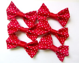 polka dotty red//fabric hair bow//polka-dots//red//white