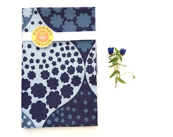Vintage 70s Fabric Remnant - MOD Flowers Blue