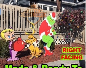GRINCH Stealing Max The Dog & Cindy Lou Who CHRISTMAS Lights Yard Art Decor RIGHT Facing Grinch Fast Shipping