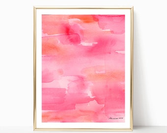 Abstract watercolor Pink painting Original watercolor painting Modern Art Nursery room decor Wash Art Pink Abstract home decor