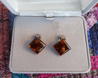 Vintage Faux Amber Clip-on Earrings