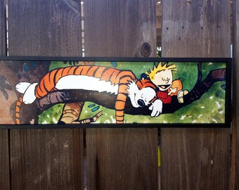 Calvin and Hobbes Tree Napping Framed Print 5 x 18"