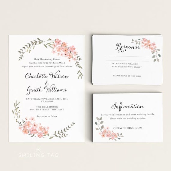 Printable Wedding Invitation Printable Floral Wedding