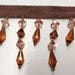 50% Off Sale | Beaded Fringe Trim | "San Jose" | Amber Brown & Rose Pink | Home Decor Trimming, Clothing, Accessories