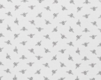 Natural Linen Bees 100% Cotton Fabric Cushion Covers Crafting Soft Furnishings Fabric