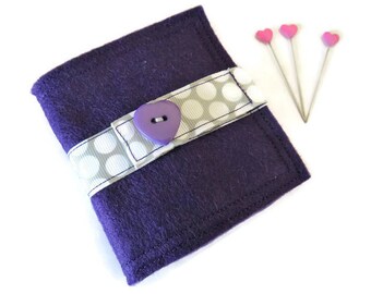 Needle Book - Felt Needle Case - Purple Felt Needle Case - Sewing Needle Case - Hand Sewing Needle Case - Needle Book