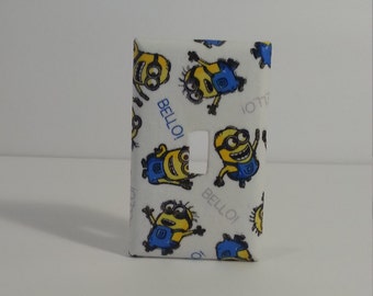 Switchplate Cover of Minions shouting Bello. Handmade Light Switch Cover. Electrical Wall Plate Covers. Decorative Minion Switch Plate.