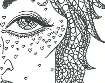Adult Coloring Book Trippy Babes HD Digital Download 5 JPEG Files Unlimited YDD Art Prints
