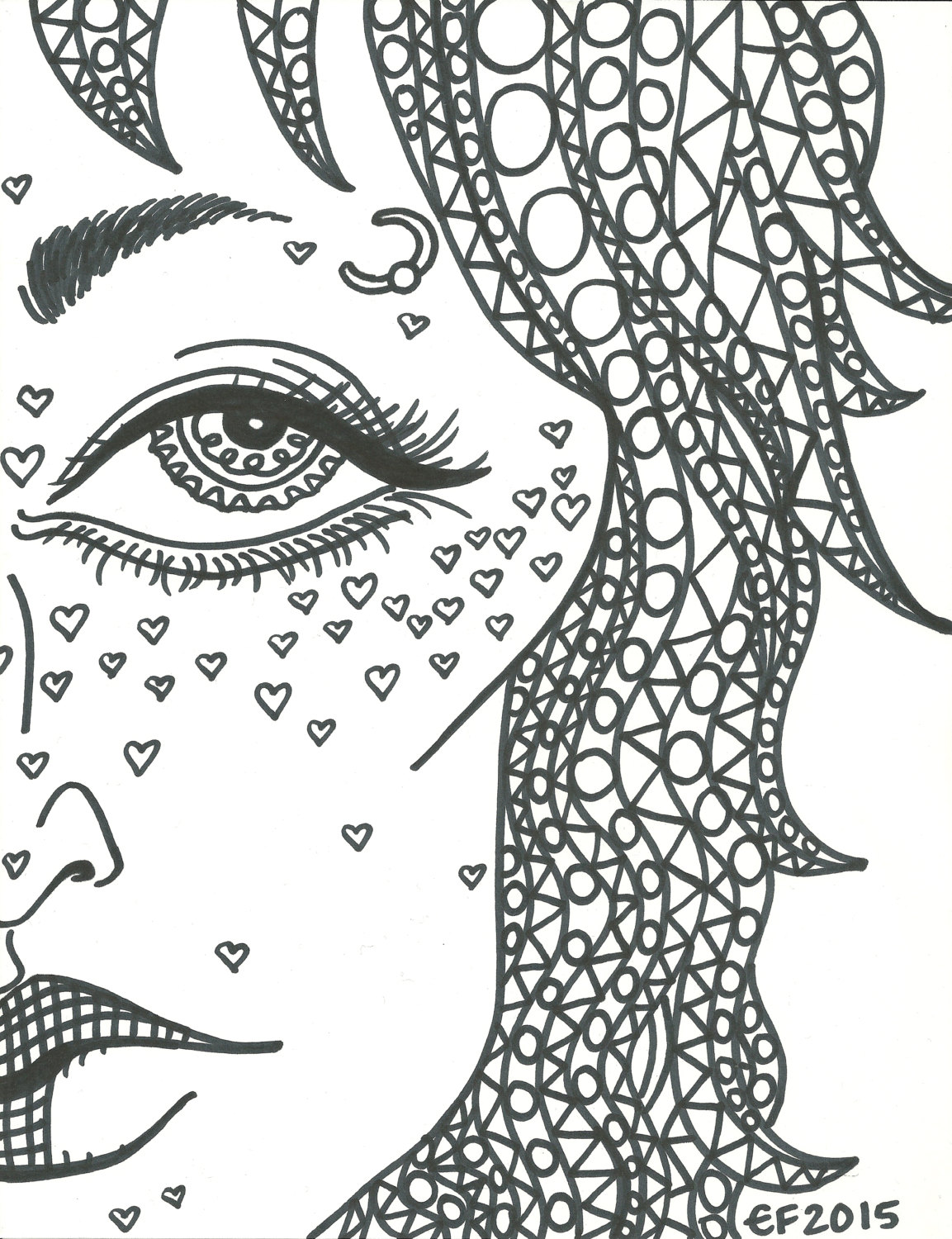 Adult Coloring Book Trippy Babes HD Digital Download 5 JPEG Files Unlimited YDD Art Prints