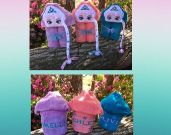 Ice Queen Hooded Towel/ Princess Hooded Towel/ Snow Queen Hooded Towel/ Cold Sisters Hooded Towel/ Beach Towel/ Pool Towel/ Personalized