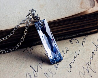 Crystal Necklace, Crystal Pendant, Crystal Jewelry, Silver Lining, Prism Necklace, Sterling Silver, Swarovski Crystal, Geometric Jewelry