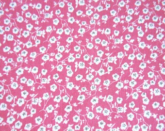 100% cotton fabric old pink patterned white cherry blossoms, sold by 10 cm by 150 cm