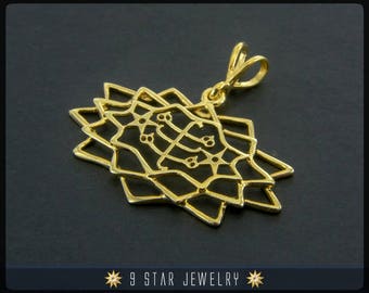 18 Karat Gold Baha'i Ringstone symbol 9 Star Pendant - (electroplate) BPGP26