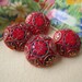 4 Vintage Red and Gold Buttons