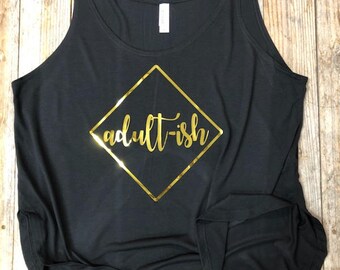 Adult-ish - Gold Foil - Women's Side Slit Tank
