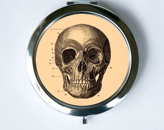 Skull Compact Mirror Pocket Mirror gothic psychobilly anatomy