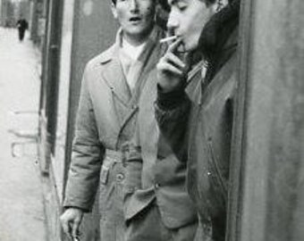 Original 1960s Black & White photograph of Two young Men Smoking ~ B242 Serbia