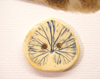 Rustic, Handmade Pottery Button, LEAF, 1 5/16", ANIMAL Charity Donation