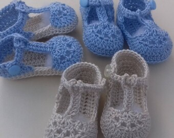 sandalias de crochet de bebe hechas a mano en perle o lana