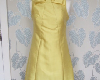 1960s Shannon Rodgers for Jerry Silverman Yellow Dupioni Silk Dress