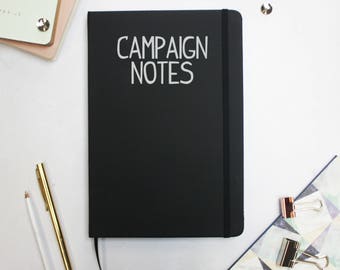 Dungeons and Dragons "Campaign Notes" Notebook - Black Notebook - DnD Accessories - DM Notes D&D