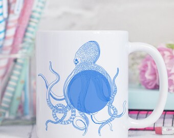 Coffee Mug Blue Octopus Coffee Cup