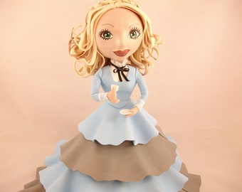 Collectible doll, Fofucha with wide ruffle dress - 38 cm