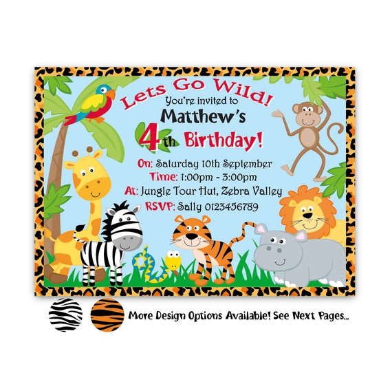 jungle birthday invitation safari birthday invitation zoo birthday jungle party invitation