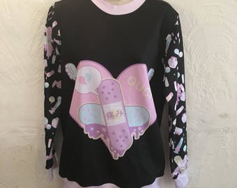 OUCH! Bandage Heart Sweater, Kawaii Sweater, Yami Kawaii Sweater, Pastel Sweater ver.3