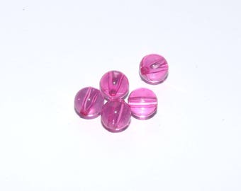 set of 10 hot pink transparent 8mm