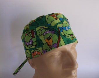 Ninja Turtles - Men's Surgical Scrub Hat with sweatband option, scrub cap, bakers hat, 38+6840
