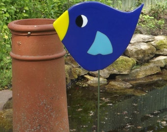 Fused Glass Bird Garden Stake