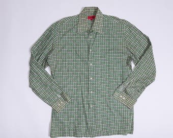 HUGO BOSS Men's Green Patterned Button up / Dress Shirt